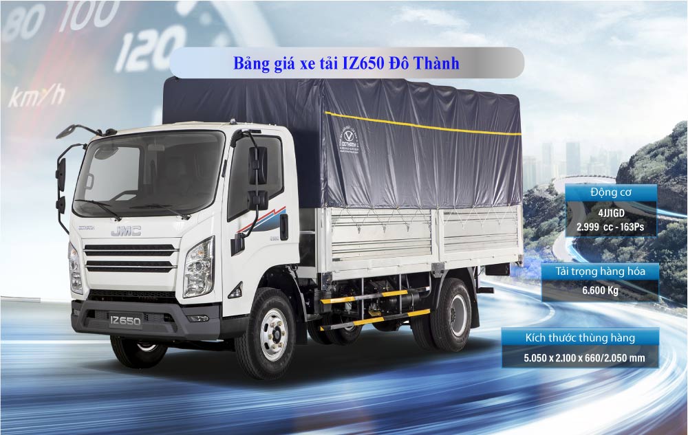 Bảng giá xe tải IZ650 Đô Thành thùng mui bạt, kín, lửng (07/2022)
